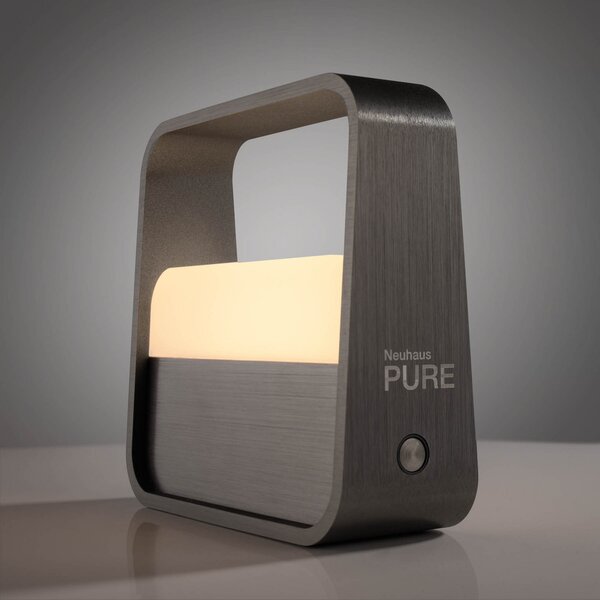 PURE Lampa de masă cu LED și baterie Go, gri, aluminiu, reglabil, Gri, Camera de zi / sufragerie, Aluminiu, Modern