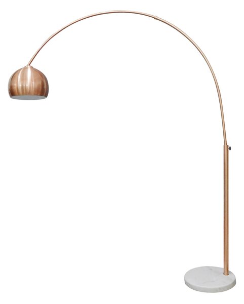 Lampadar din metal/marmura/plastic 205 cm cupru/alb, 1 bec