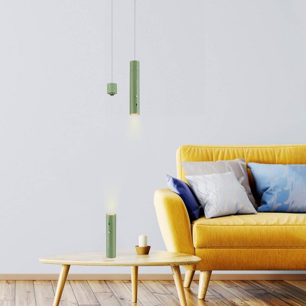 JUST LIGHT. GmbH Lampă suspendată LED cu baterie reîncărcabilă Attach, verde, fier, reglabil, Verde, Camera de zi / sufragerie, Metal, Modern
