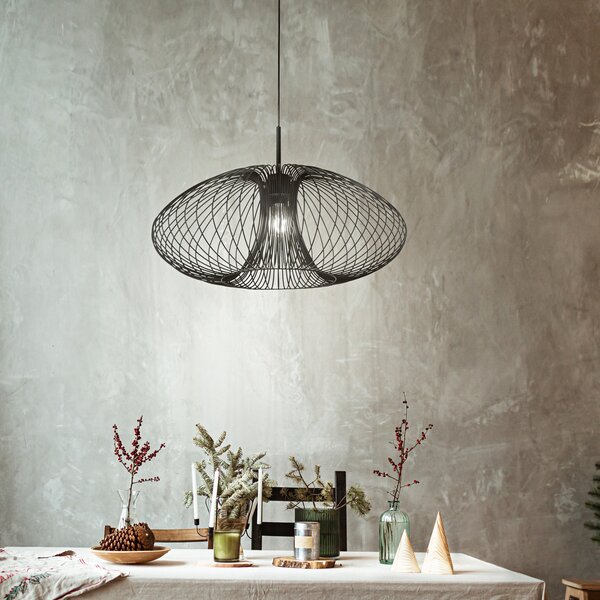 Fabas Luce Suspensie Fassa, negru, Ø 60 cm, metal, reglabil, Negru, Camera de zi / sufragerie, Metal, Modern