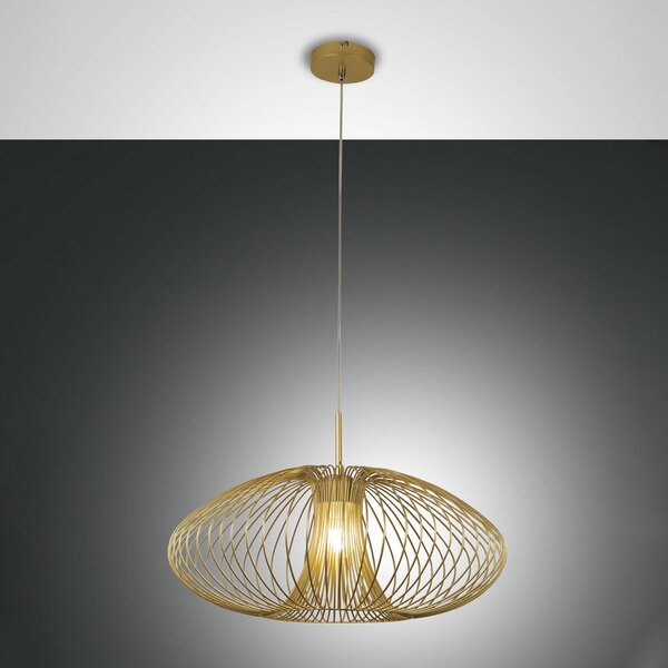 Fabas Luce Suspensie Fassa, finisaj auriu mat, Ø 60 cm, metal, reglabil, Auriu / Alamă, Camera de zi / sufragerie, Metal, Modern
