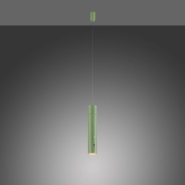 JUST LIGHT. GmbH Lampă suspendată LED cu baterie reîncărcabilă Attach, verde, fier, reglabil, Verde, Camera de zi / sufragerie, Metal, Modern