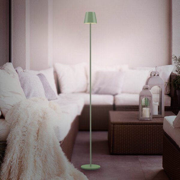JUST LIGHT. GmbH Euria LED lampă de podea reîncărcabilă, verde, fier, IP54, reglabil, Verde, Camera de zi / sufragerie, Plastic, Modern