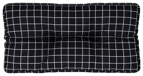 Pernă de paleți, negru, 80x40x12 cm, textil, model carouri