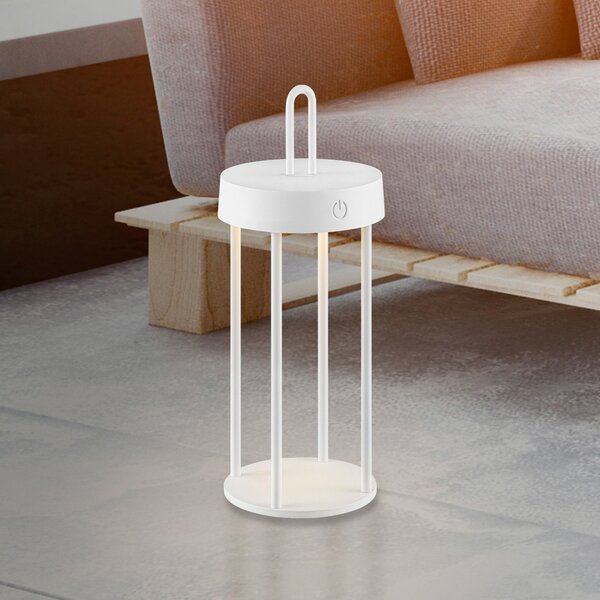 JUST LIGHT. GmbH Anselm LED lampă de masă reîncărcabilă, alb, 28 cm, fier, reglabil, Alb, Camera de zi / sufragerie, Metal, Modern