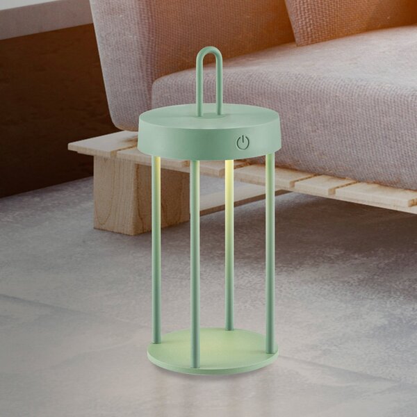 JUST LIGHT. GmbH Anselm LED lampă de masă reîncărcabilă, verde, 28 cm, fier, reglabil, Verde, Camera de zi / sufragerie, Metal, Modern