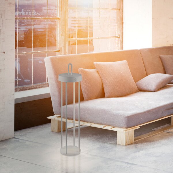 JUST LIGHT. GmbH Lampă de masă reîncărcabilă cu LED Anselm gri-bej 50cm fier, reglabil, Gri, Camera de zi / sufragerie, Metal, Modern