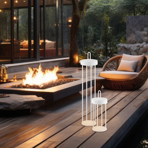 JUST LIGHT. GmbH Anselm LED lampă de masă reîncărcabilă, alb, 50 cm, fier, reglabil, Alb, Camera de zi / sufragerie, Metal, Modern