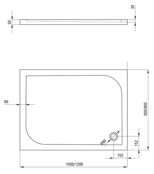 Deante Cubic cădiță de duș dreptunghiulară 100x80 cm alb KTK_046B