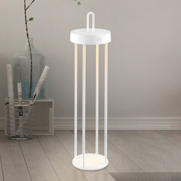 JUST LIGHT. GmbH Anselm LED lampă de masă reîncărcabilă, alb, 50 cm, fier, reglabil, Alb, Camera de zi / sufragerie, Metal, Modern