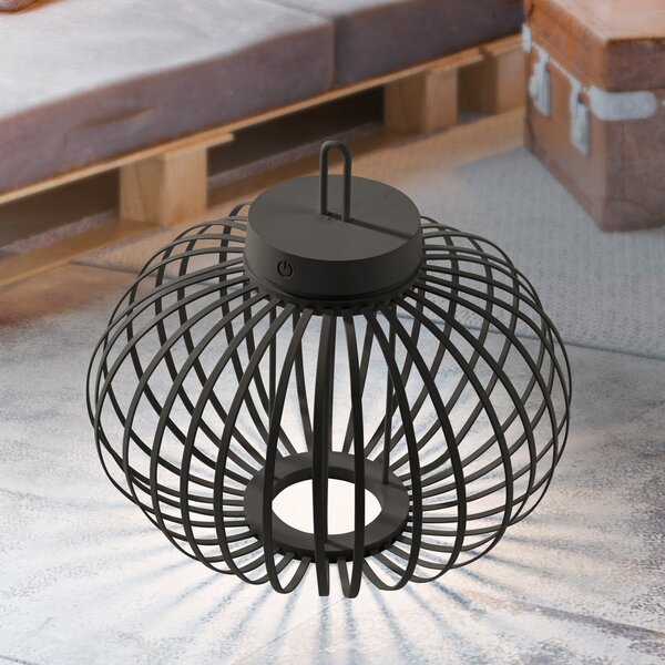 JUST LIGHT. GmbH Akuba LED lampă de masă reîncărcabilă negru 33 cm bambus, reglabil, Negru, Camera de zi / sufragerie, Bamboo, Modern