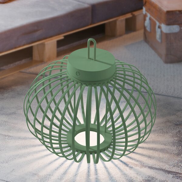 JUST LIGHT. GmbH Lampă de masă Akuba LED reîncărcabilă, verde, 33 cm, bambus, reglabil, Verde, Camera de zi / sufragerie, Bamboo, Modern