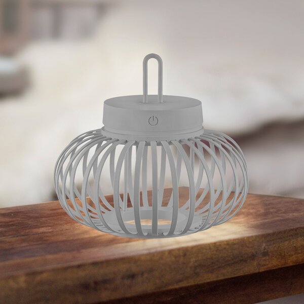 JUST LIGHT. GmbH Lampă de masă reîncărcabilă cu LED Akuba gri-bej 22cm bambus, reglabil, Gri, Camera de zi / sufragerie, Bamboo, Modern