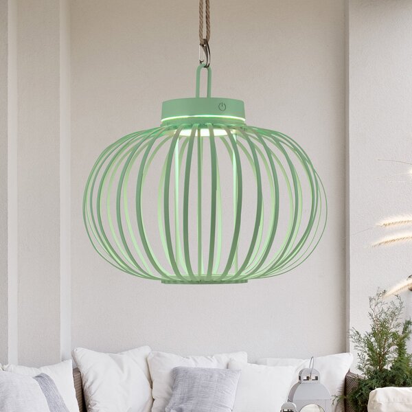 JUST LIGHT. GmbH Lampă de masă Akuba LED reîncărcabilă, verde, 33 cm, bambus, reglabil, Verde, Camera de zi / sufragerie, Bamboo, Modern