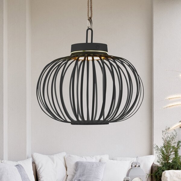 JUST LIGHT. GmbH Akuba LED lampă de masă reîncărcabilă negru 33 cm bambus, reglabil, Negru, Camera de zi / sufragerie, Bamboo, Modern