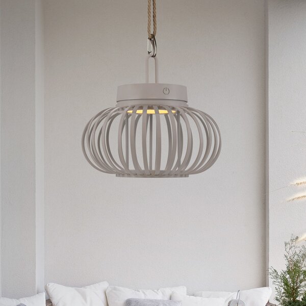 JUST LIGHT. GmbH Lampă de masă reîncărcabilă cu LED Akuba gri-bej 22cm bambus, reglabil, Gri, Camera de zi / sufragerie, Bamboo, Modern