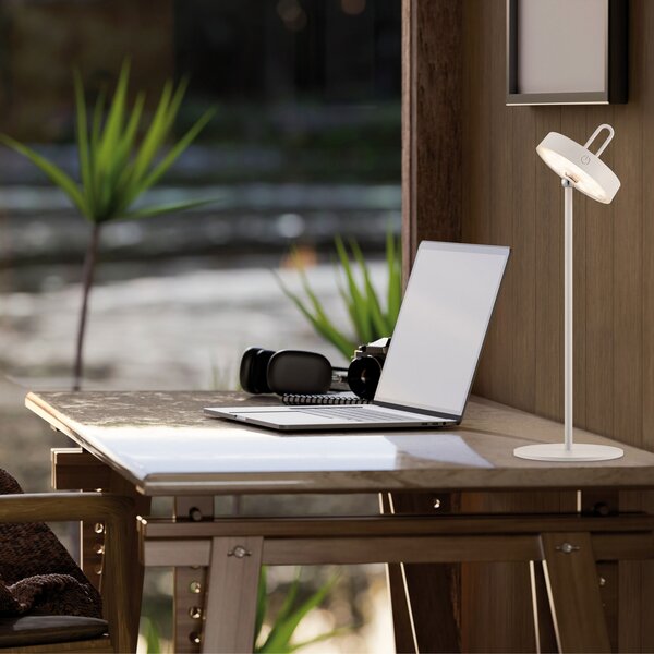 JUST LIGHT. GmbH Amag LED lampă de masă reîncărcabilă, alb, fier, IP44, reglabil, Alb, Camera de zi / sufragerie, Metal, Modern