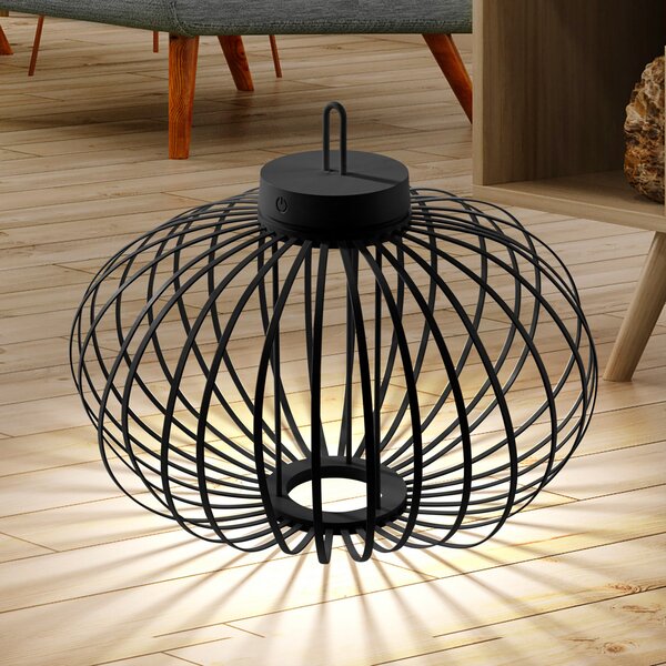 JUST LIGHT. GmbH Akuba lampă de masă LED reîncărcabilă negru 37 cm bambus, reglabil, Negru, Camera de zi / sufragerie, Bamboo, Modern