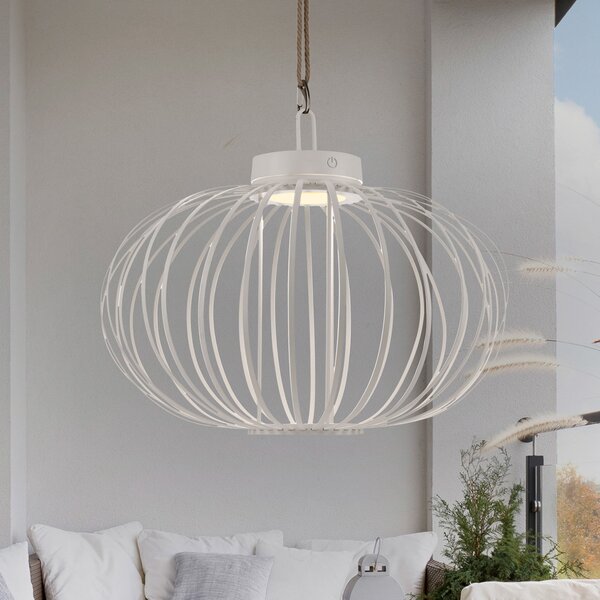 JUST LIGHT. GmbH Lampă de masă Akuba LED reîncărcabilă, alb, 37 cm, bambus, reglabil, Alb, Camera de zi / sufragerie, Bamboo, Modern