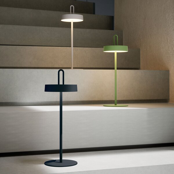JUST LIGHT. GmbH Lampă de masă reîncărcabilă Amag LED, verde, fier, IP44, reglabil, Verde, Camera de zi / sufragerie, Metal, Modern