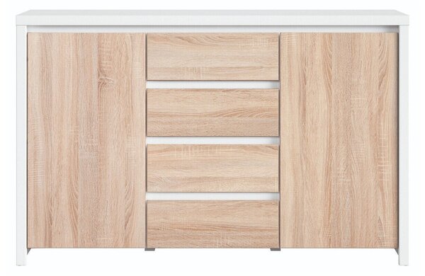 Comodă Nolroma 103, Stejar Sonoma, Alb, PAL laminat, 92x144x41cm, 57 kg