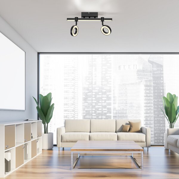 JUST LIGHT. GmbH plafonieră LED LOLAsmart Bileda, 2 becuri, negru, reglabil, Negru, Camera de zi / sufragerie, Metal