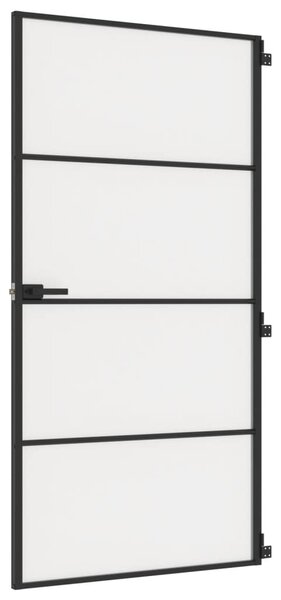 Ușă interior negru 102,5x201,5 cm sticlă securiz./aluminiu slim