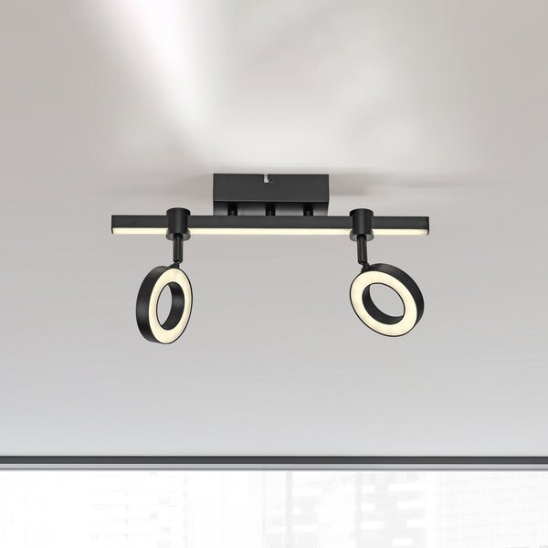 JUST LIGHT. GmbH plafonieră LED LOLAsmart Bileda, 2 becuri, negru, reglabil, Negru, Camera de zi / sufragerie, Metal