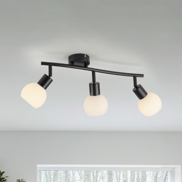 JUST LIGHT. GmbH Plafonieră Loki, 3 lumini, lungă, neagră, fier, Negru, Camera de zi / sufragerie, Metal