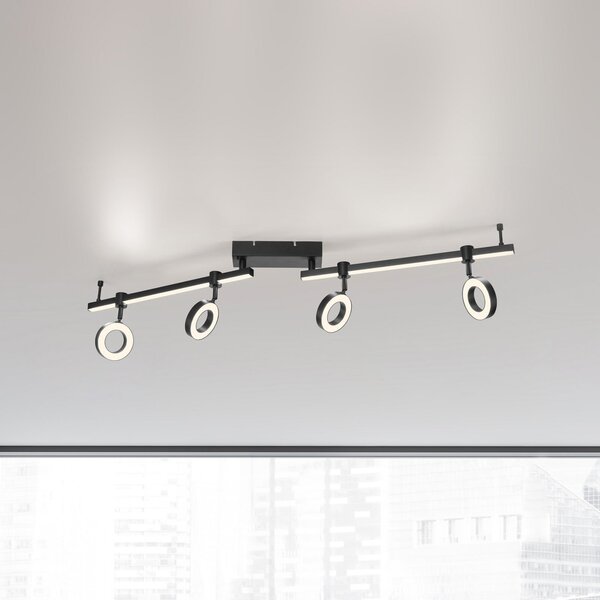 JUST LIGHT. GmbH plafonieră LED LOLAsmart Bileda, 4 becuri, negru, reglabil, Negru, Camera de zi / sufragerie, Metal