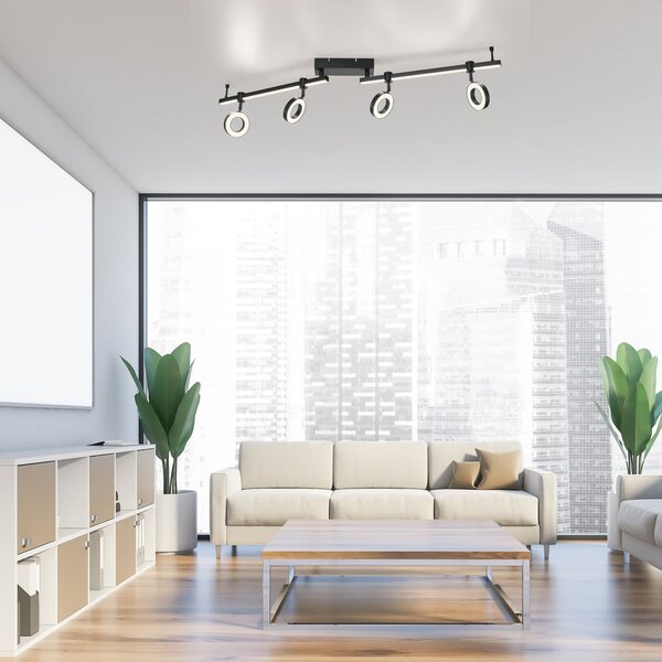 JUST LIGHT. GmbH plafonieră LED LOLAsmart Bileda, 4 becuri, negru, reglabil, Negru, Camera de zi / sufragerie, Metal