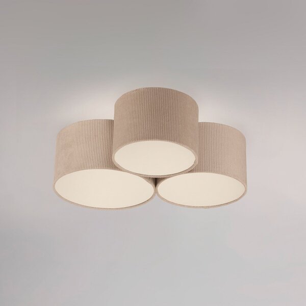 JUST LIGHT. GmbH Plafonieră Green Duro, material textil, trei becuri, reglabil, Bej, Camera de zi / sufragerie, Țesătură / Textil