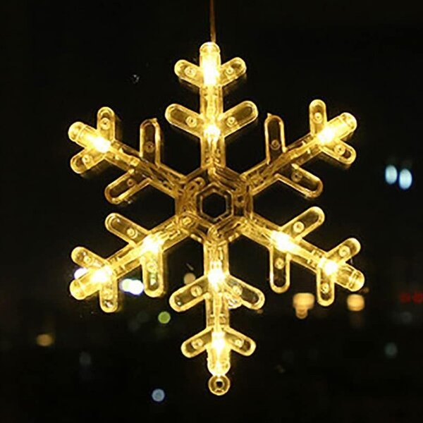 Decoratiune LED pentru fereastra, fulg de nea, alimentare baterii, 19 x 1 x 19 cm