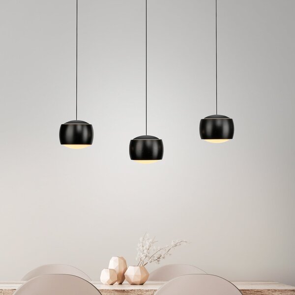 JUST LIGHT. GmbH Lampă suspendată LED Ballini, negru, 3 becuri, comutator, reglabil, Negru, Camera de zi / sufragerie, Metal, Modern