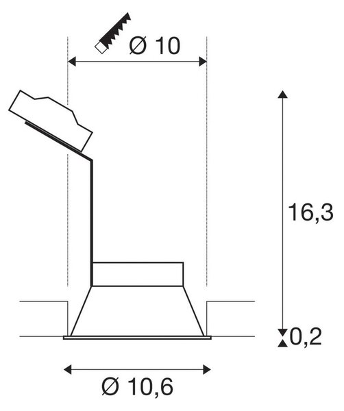 SLV Horn lampă încastrată, QPAR51, negru, aluminiu, Ø 10.5 cm, reglabil, Negru, Camera de zi / sufragerie, Aluminiu, Modern, Corpuri de iluminat încastrate rotunde