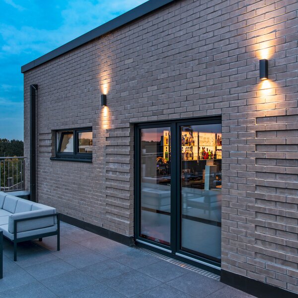 SLV Theo lampă de perete pentru exterior, antracit, aluminiu, sus/jos, reglabil, Negru, Aluminiu, Modern