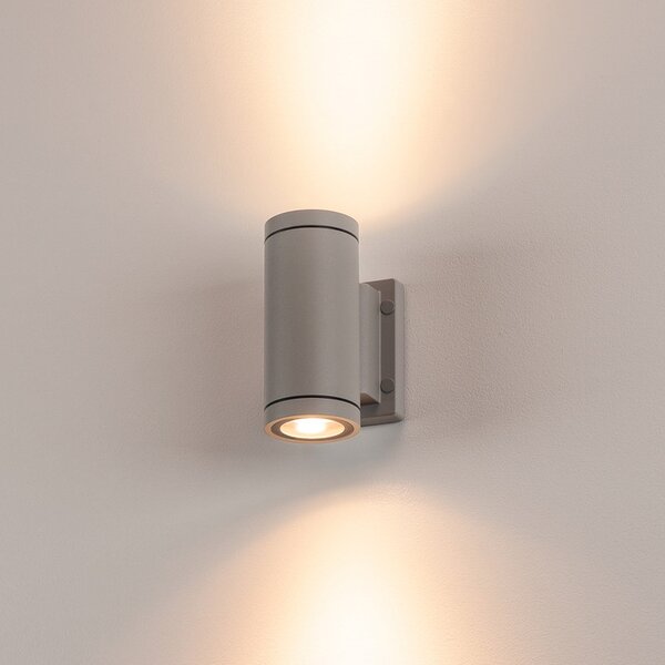 SLV lampă de perete Myra, gri-argintiu, aluminiu, lățime 8 cm, sus/jos, reglabil, Gri, Aluminiu, Modern