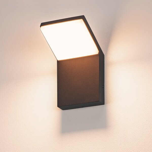 SLV LED lampă de perete Ordi, antracit, aluminiu, lățime 10 cm, Negru, Aluminiu, Modern, Perete unghiular