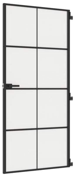 Ușă de interior negru 93x201,5 cm sticlă securiz./aluminiu slim