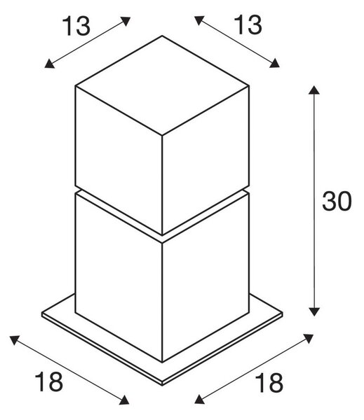 SLV Lampă cu soclu Square Pole, înălțime 30 cm, gri, oțel inoxidabil, Metalic, Oțel inoxidabil, Modern