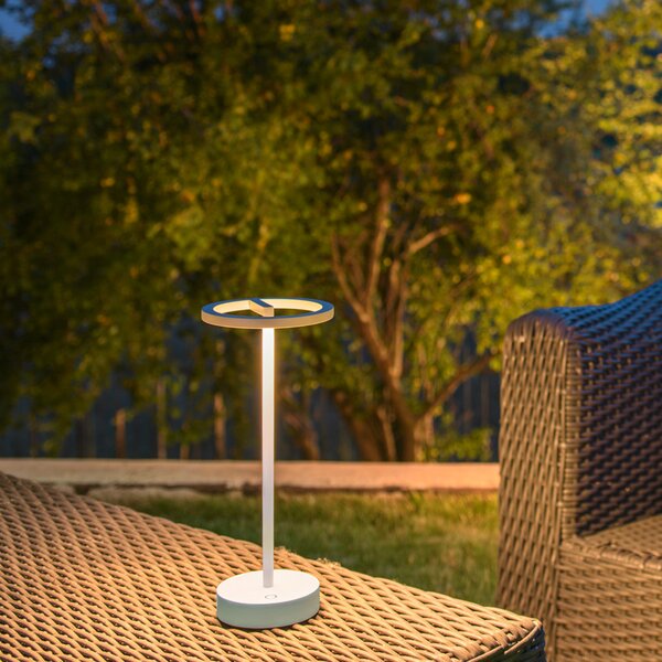 SLV Lampă LED reîncărcabilă Vinolina One, alb, 2.700 K, înălțime 33 cm, reglabil, Alb, Aluminiu, Modern