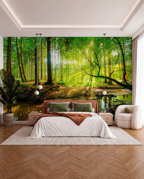 Tapet Transparența fluxului forestier, Fototapet Natură, u93621 : Uwalls.ro