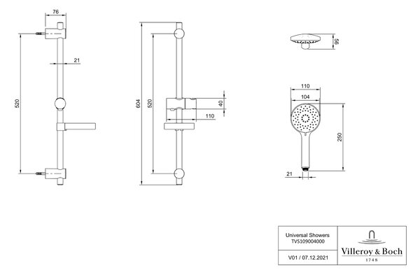 Villeroy & Boch Universal Showers set de duș perete crom TVS10900400061