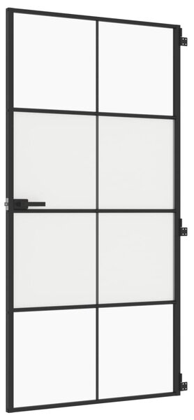 Ușă interior negru 102,5x201,5 cm sticlă securiz./aluminiu slim