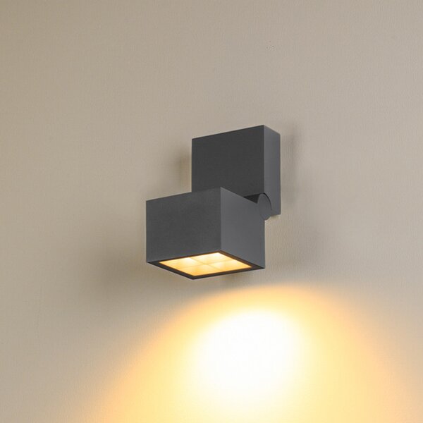 SLV LED lampă de perete S-Cube, antracit, aluminiu, lățime 9,5 cm, CCT, reglabil, Negru, Aluminiu, Modern