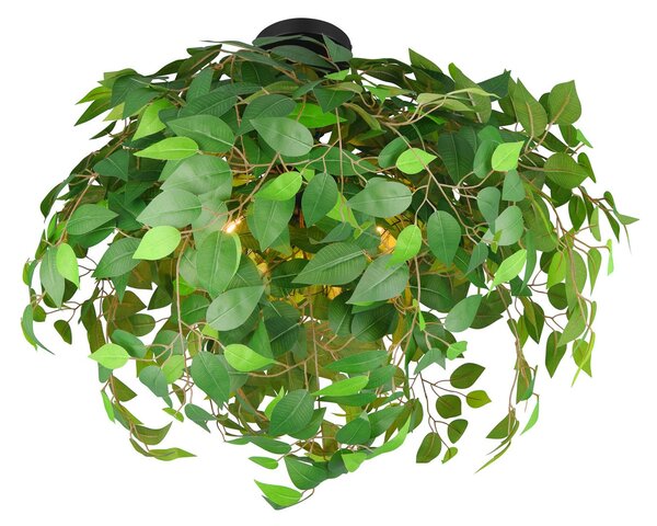 Reality Leuchten Plafonieră Leavy, negru/verde, Ø 70 cm, E14, 3 flacără, reglabil, Verde, Camera de zi / sufragerie, Plastic