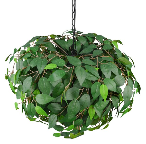 Reality Leuchten Suspensie Leavy, negru/verde, Ø 70 cm, 4 lumini, E14, reglabil, Verde, Camera de zi / sufragerie, Plastic