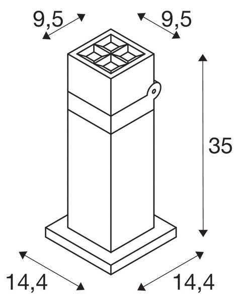 SLV LED lampă de bază S-Cube 35, antracit, aluminiu, înălțime 35 cm, Negru, Aluminiu, Modern
