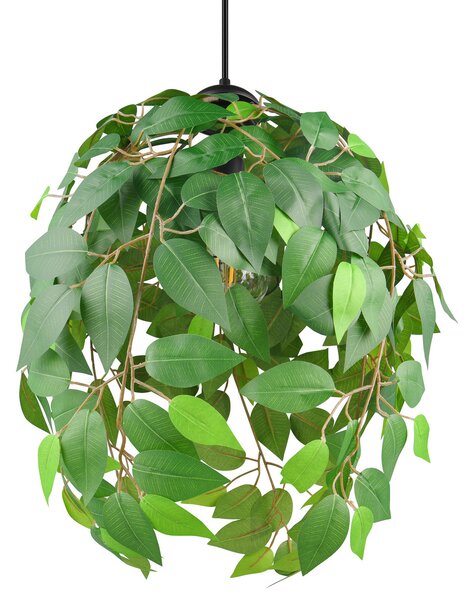 Reality Leuchten Suspensie Leavy, negru/verde, Ø 38 cm, 1-lumină, E27, reglabil, Verde, Camera de zi / sufragerie, Plastic