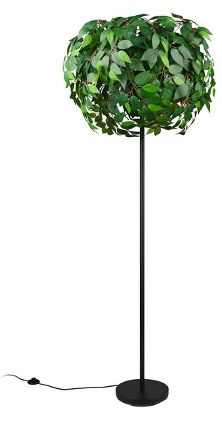 Reality Leuchten Leavy lampă de podea, negru/verde, înălțime 180 cm, 3 flacără, Negru, Camera de zi / sufragerie, Plastic